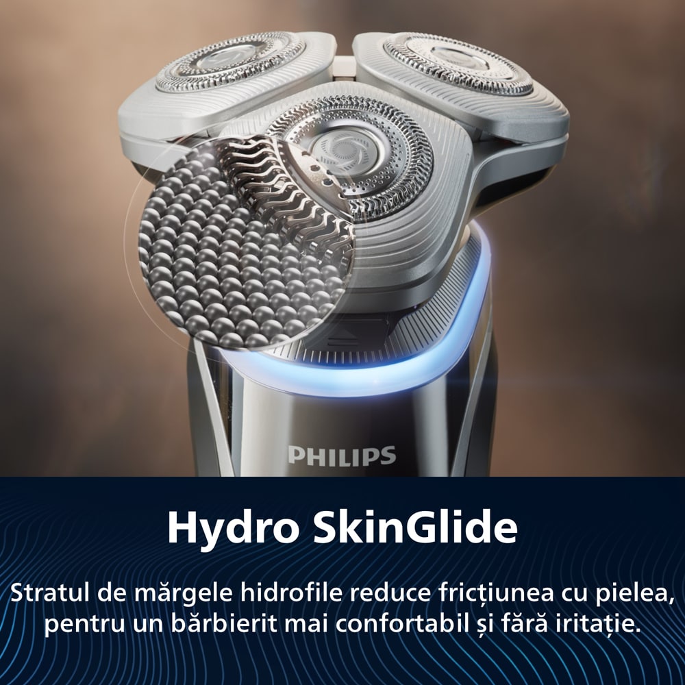 Aparat de ras PHILIPS i9000 Prestige XP9204/30, acumulator, autonomie 60 min, SkinIQ, argintiu
