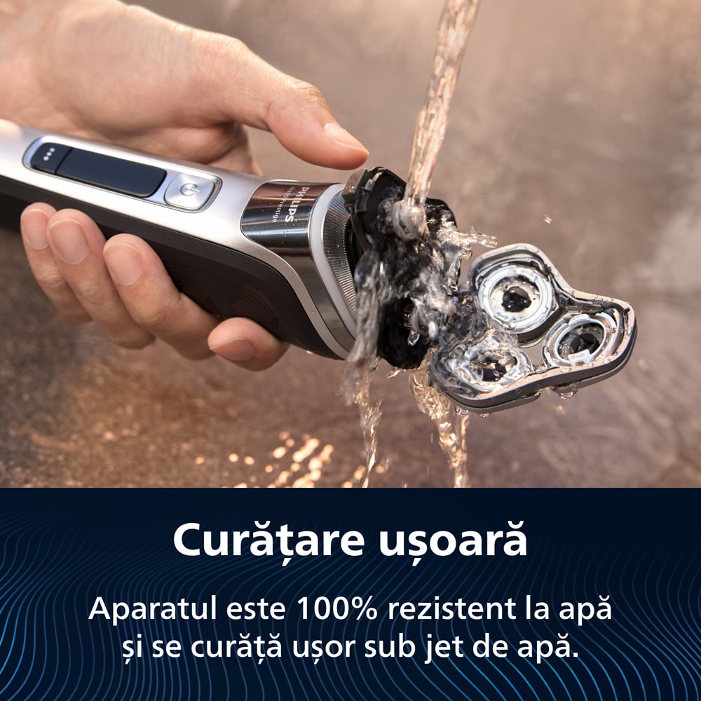 Aparat de ras PHILIPS i9000 Prestige XP9204/30, acumulator, autonomie 60 min, SkinIQ, argintiu