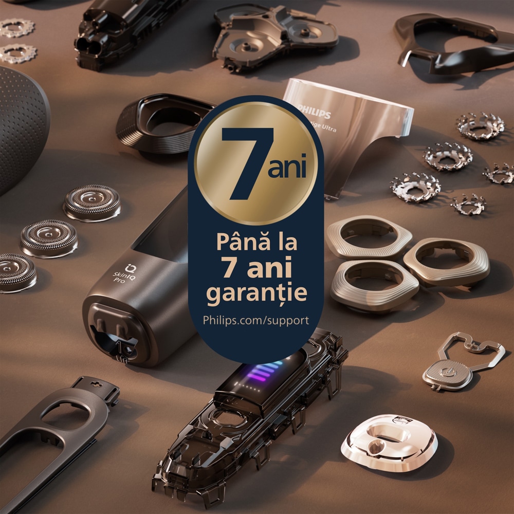 Aparat de ras PHILIPS i9000 Prestige Ultra XP9403/31, acumulator, autonomie 60 min, SkinIQ, auriu