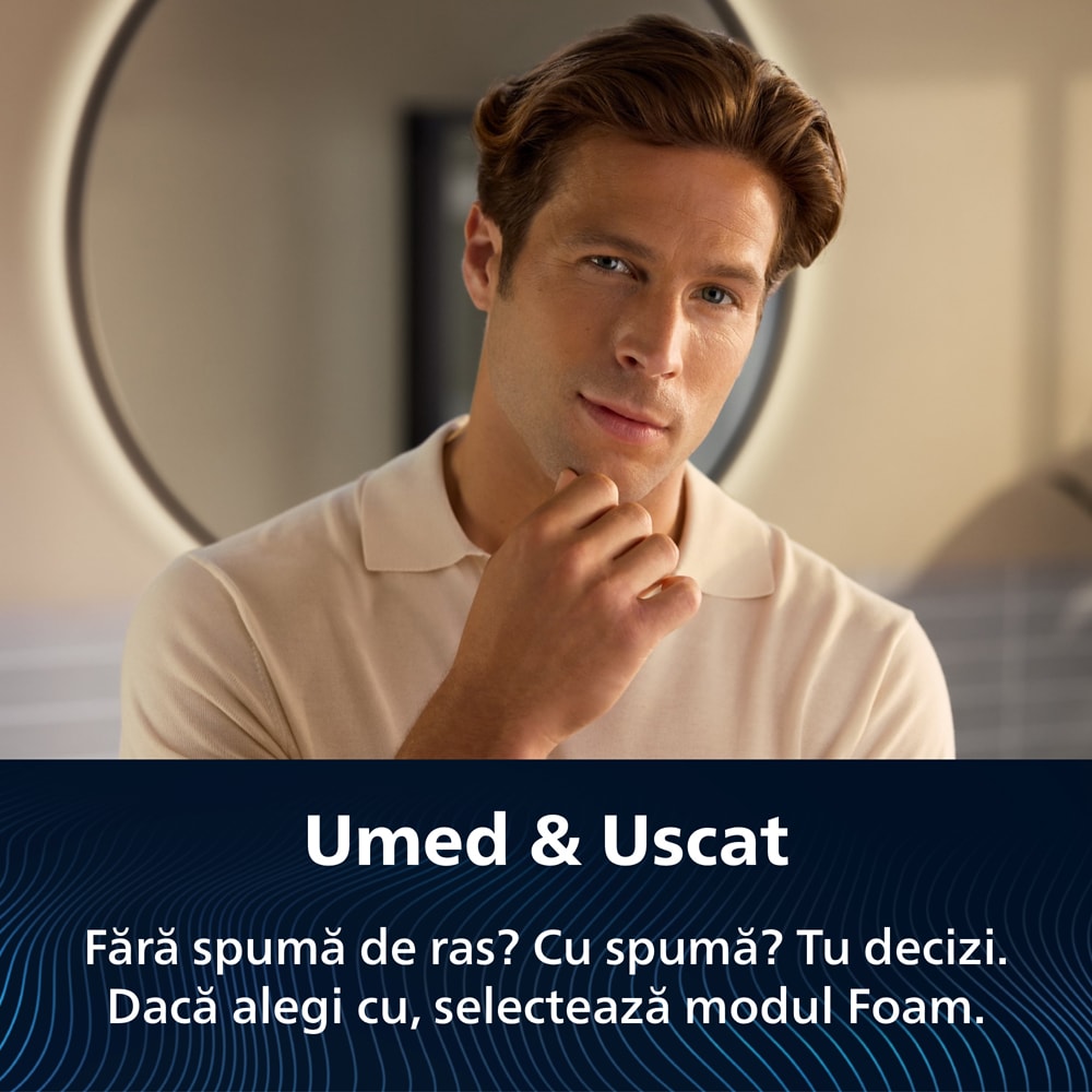 Aparat de ras PHILIPS i9000 Prestige Ultra XP9403/31, acumulator, autonomie 60 min, SkinIQ, auriu