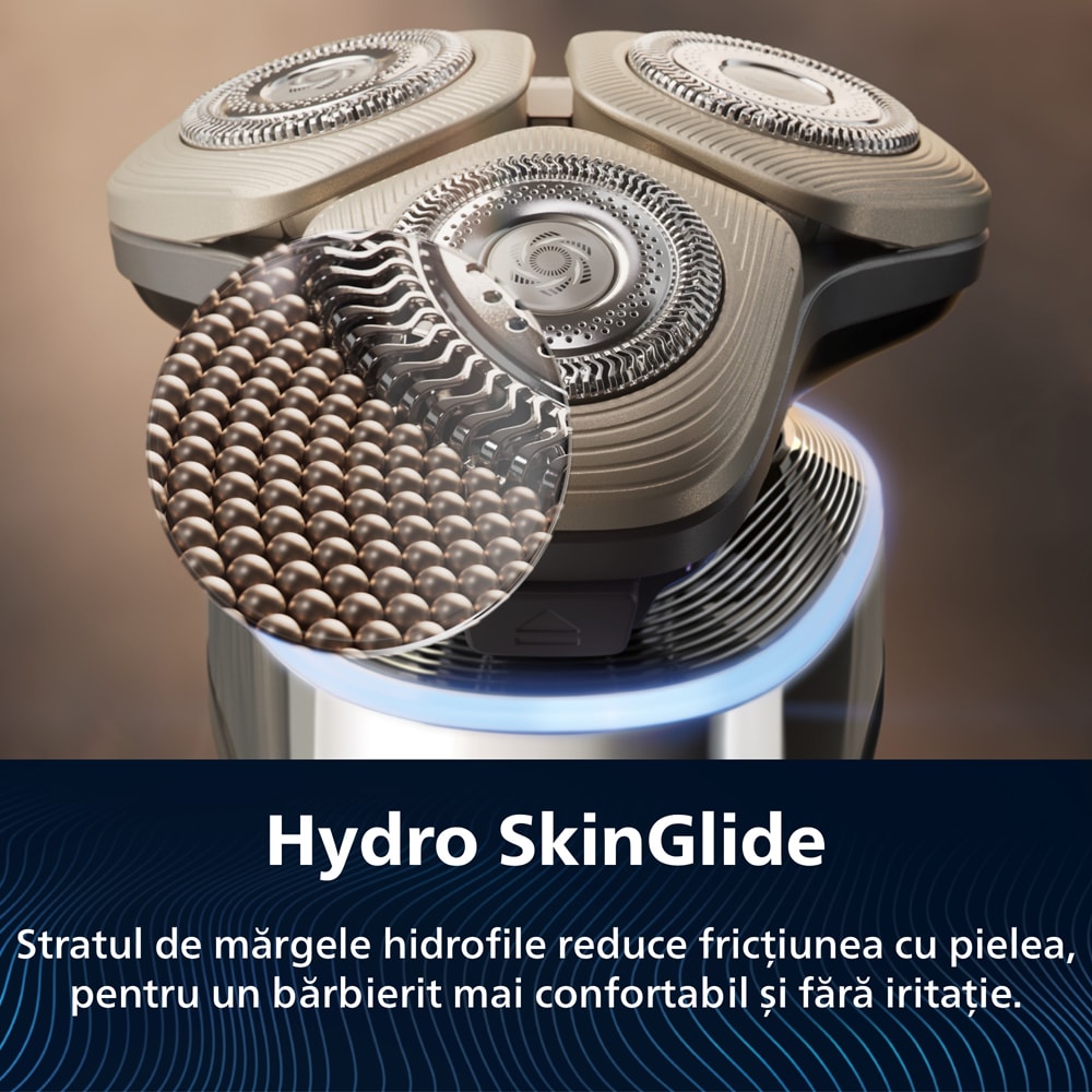 Aparat de ras PHILIPS i9000 Prestige Ultra XP9403/31, acumulator, autonomie 60 min, SkinIQ, auriu