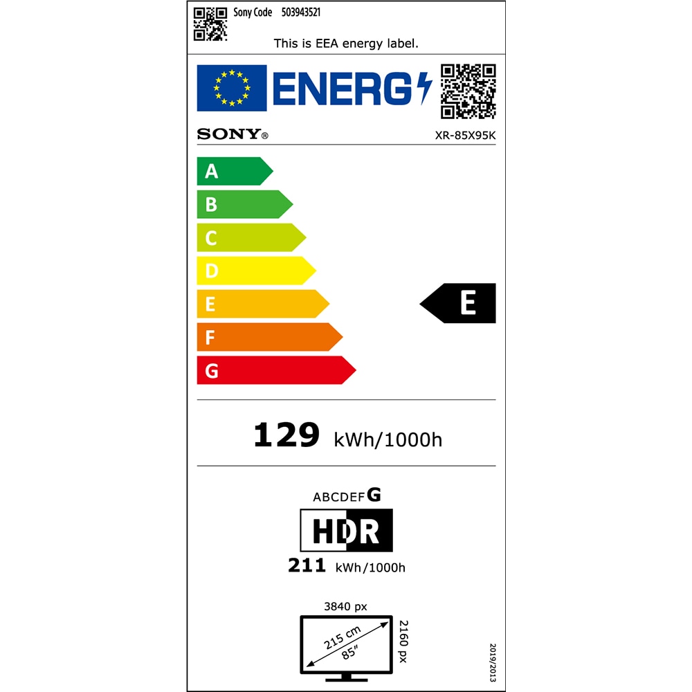 Televizor MiniLED Smart SONY BRAVIA XR85X95K, Ultra HD 4K, HDR, 215cm