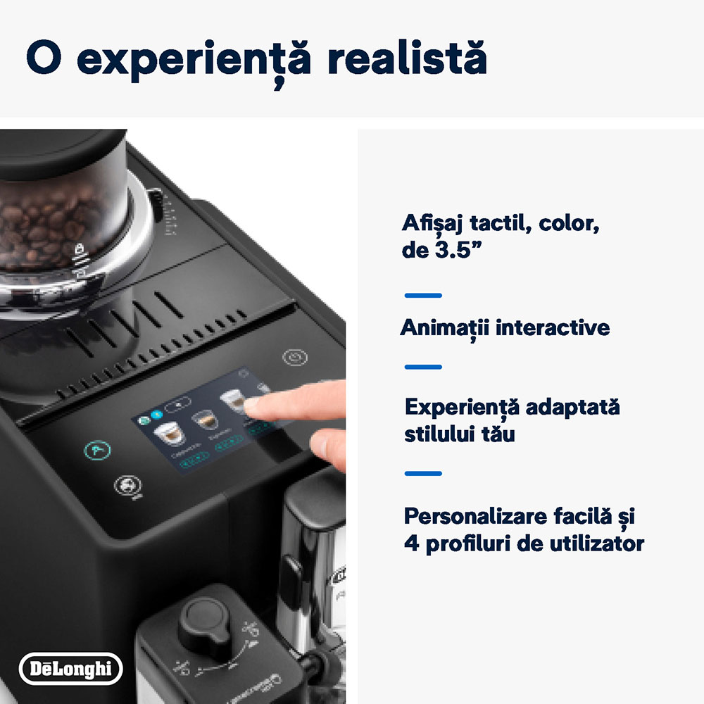 Espressor automat DELONGHI Rivelia EXAM440.55.B, 1.4l, 1450W, 19 bar, negru