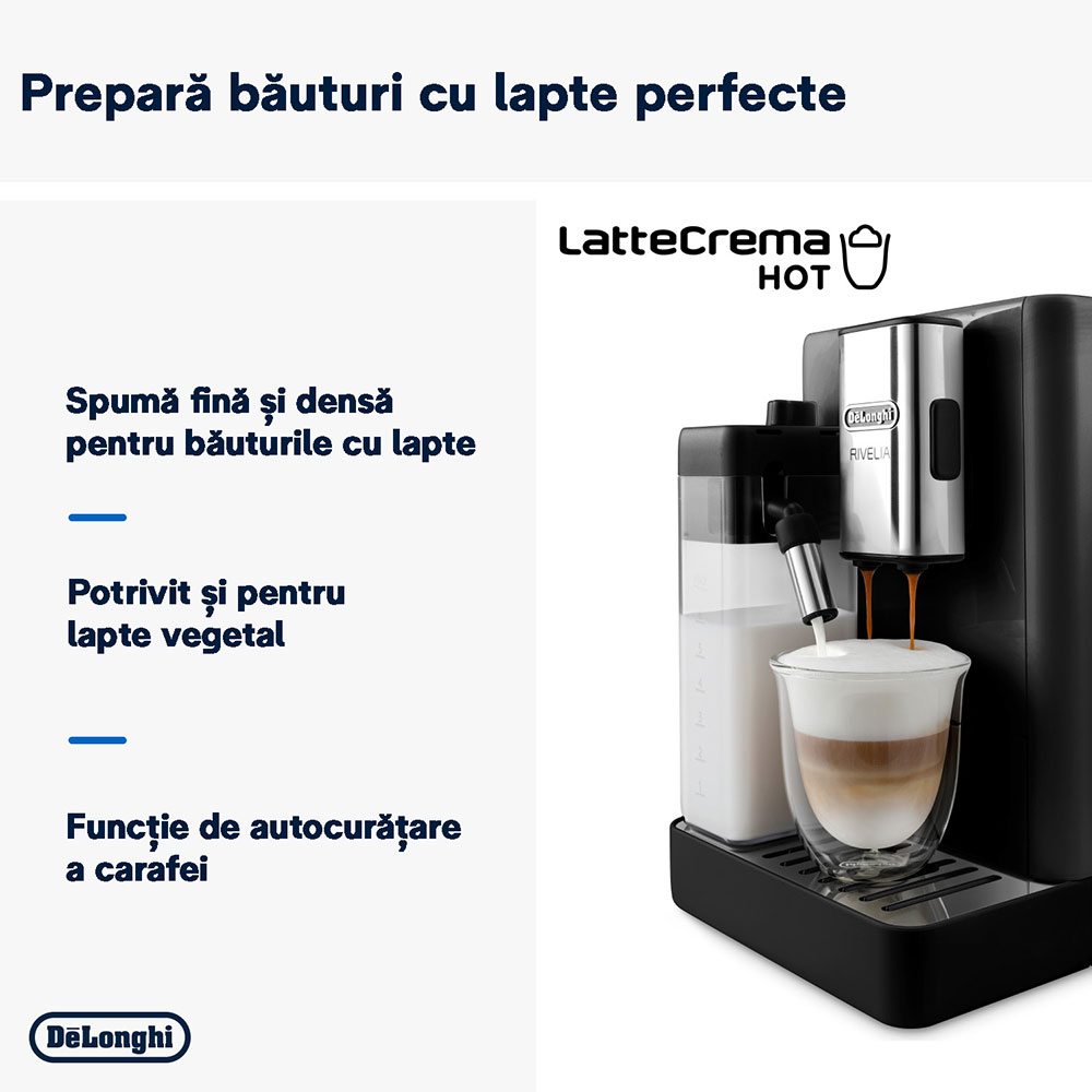 Espressor automat DELONGHI Rivelia EXAM440.55.B, 1.4l, 1450W, 19 bar, negru