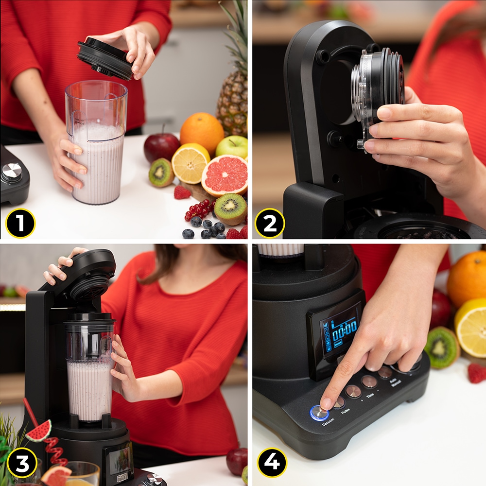 Blender cu mixare in vid TOFF DOMINIUM TO4001, 1.5l, 1400W, 10 trepte viteza, negru