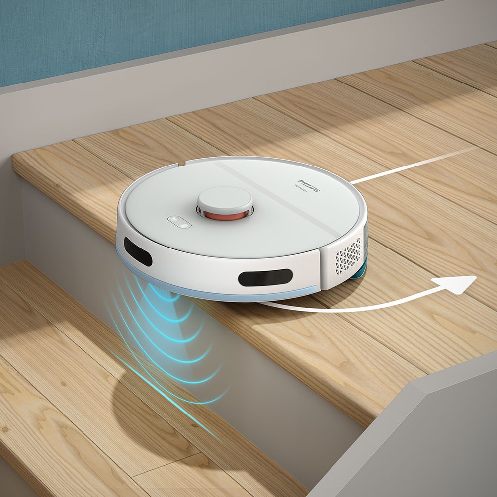 Aspirator robot PHILIPS Seria 2000 XU2000/25, 0.3l, 14.4V, autonomie max 120 min, Wi-Fi, functie mop, alb