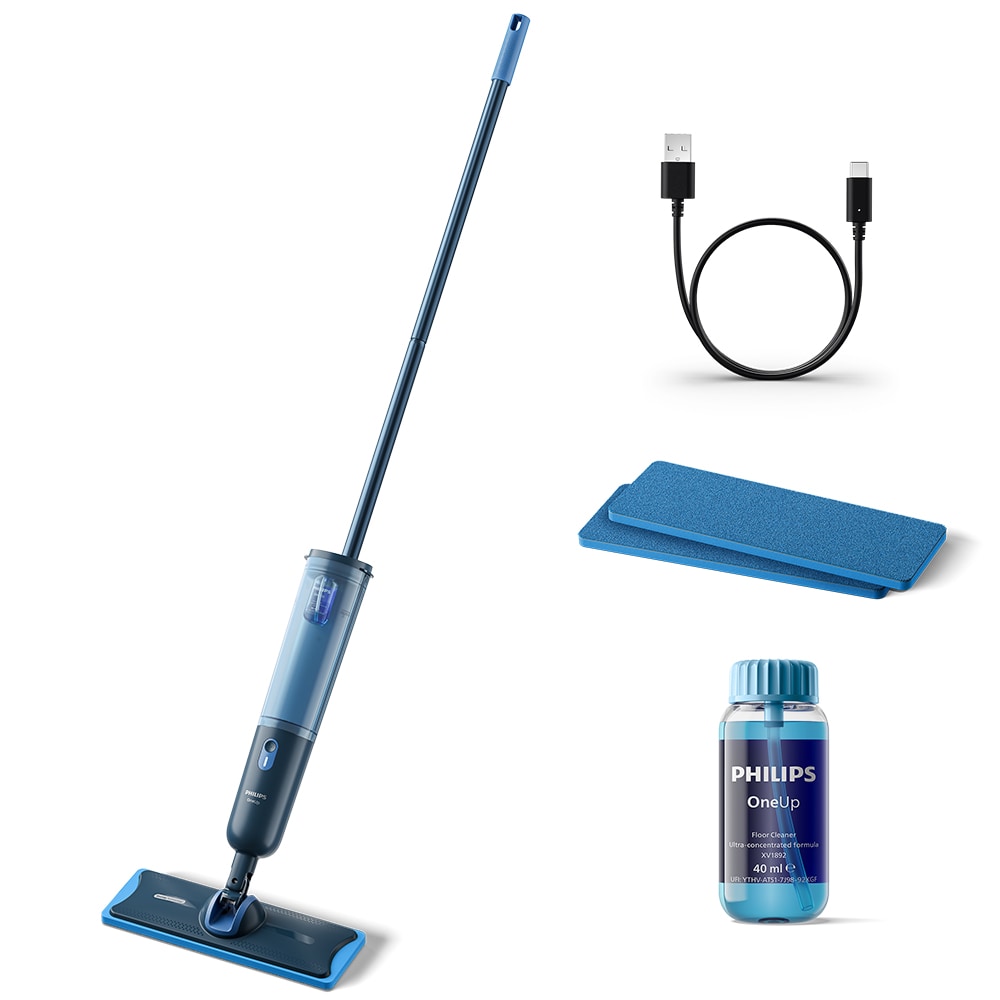 Mop electric PHILIPS OneUp Seria 3000 XV3101/11, 0.31l, 3.6V, autonomie max 50 min, albastru
