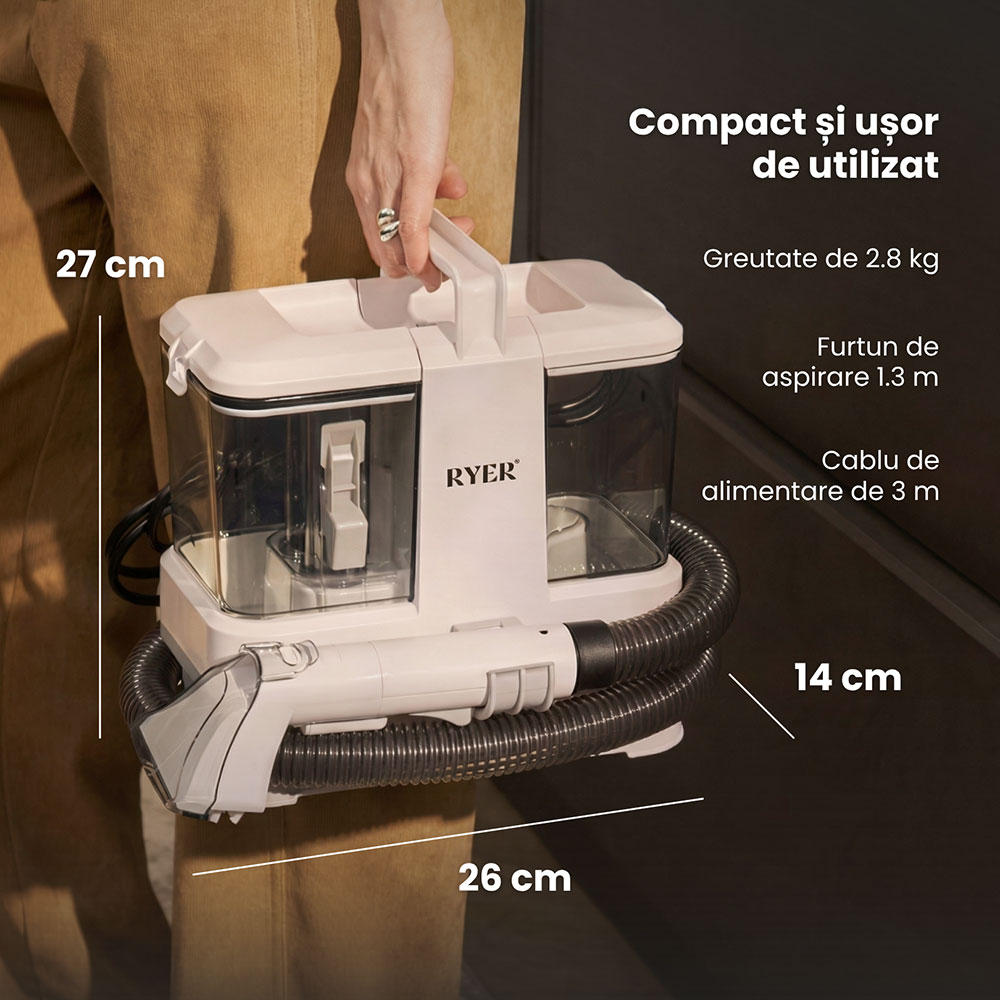 Aspirator cu spalare RYER Spot Cleaner Compact, 0.8l, 330W, alb