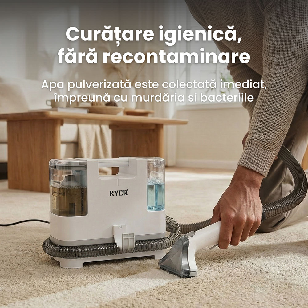 Aspirator cu spalare RYER Spot Cleaner, 1.3l, 400W, alb