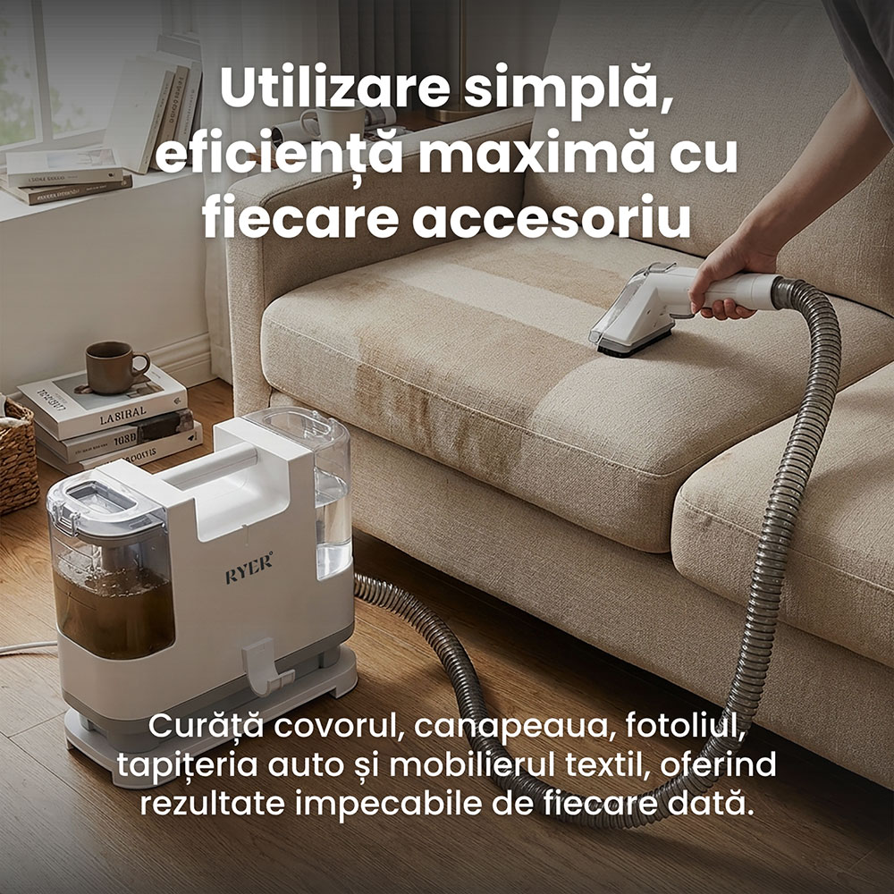 Aspirator cu spalare RYER Spot Cleaner, 1.3l, 400W, alb