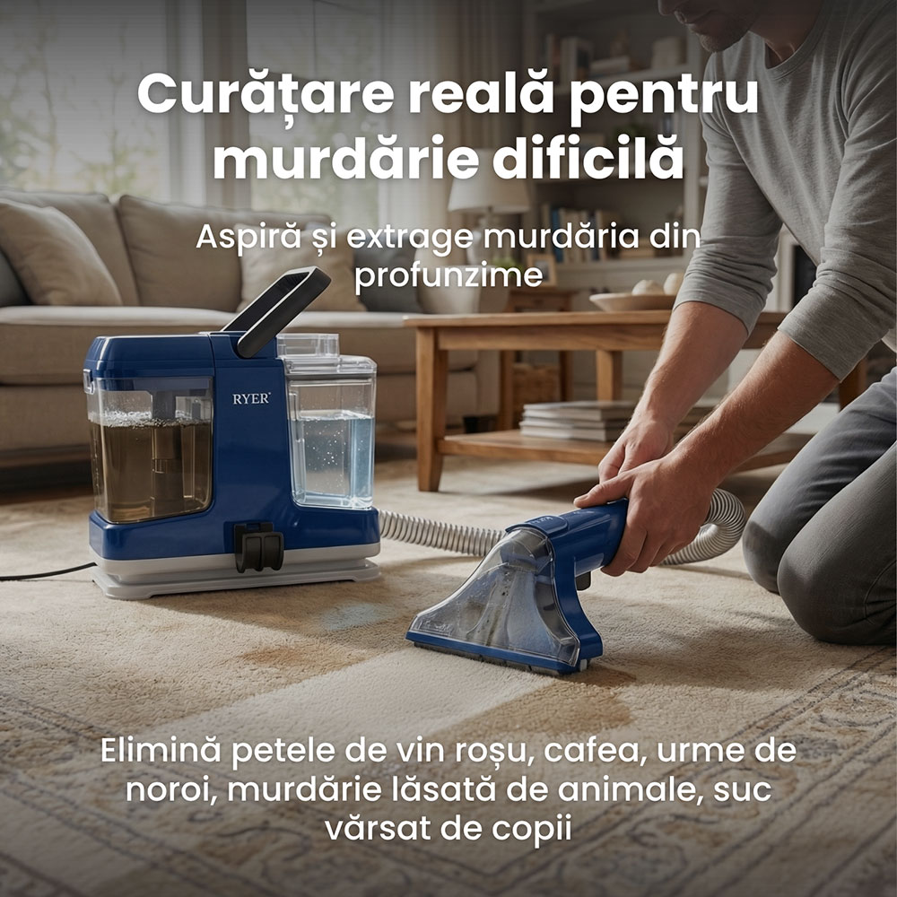 Aspirator cu spalare RYER Spot Cleaner Plus, 1.3l, 600W, gri