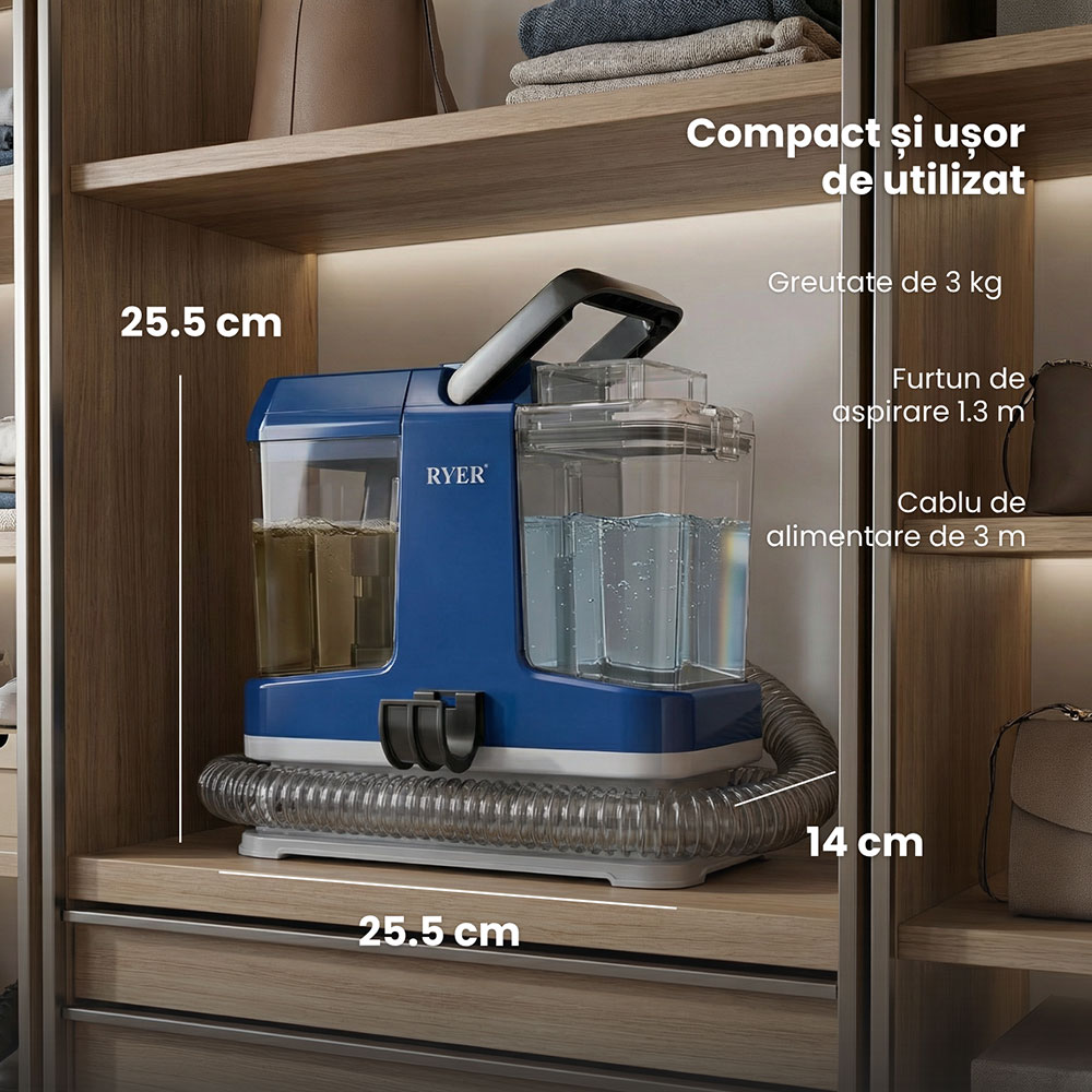 Aspirator cu spalare RYER Spot Cleaner Plus, 1.3l, 600W, gri