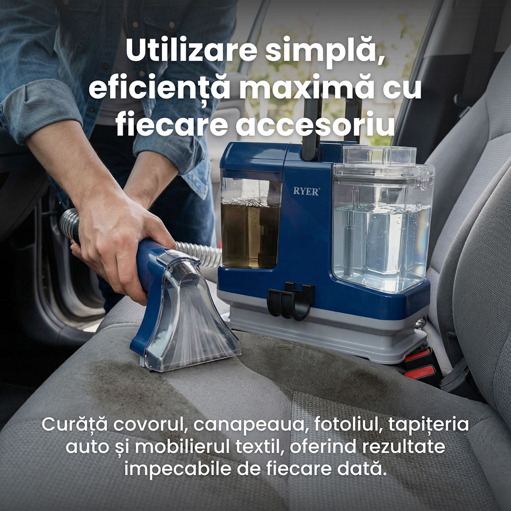 Aspirator cu spalare RYER Spot Cleaner Plus, 1.3l, 600W, gri