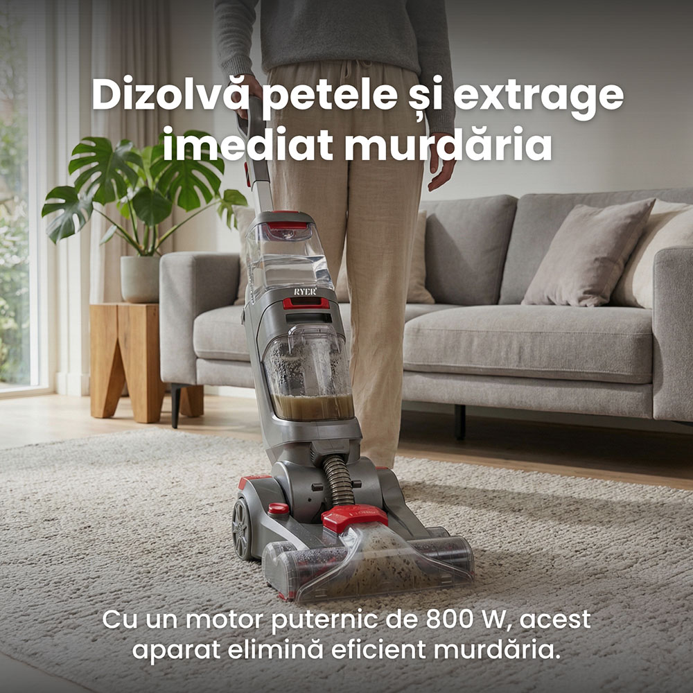 Aspirator vertical cu spalare RYER Revive PRO, 2.5l, 800W, gri-rosu