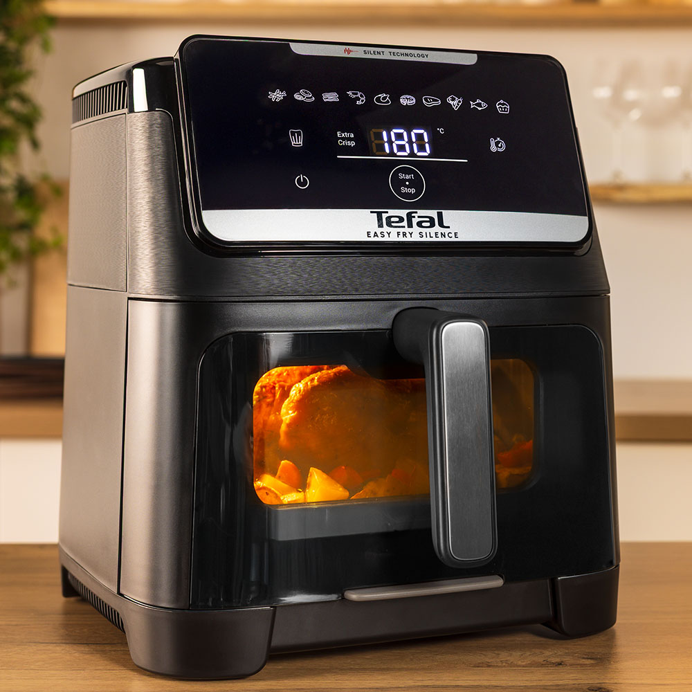 Friteuza cu aer cald TEFAL Easy Fry Silence EY8468E0, 2kg, 7l, 2000W, negru