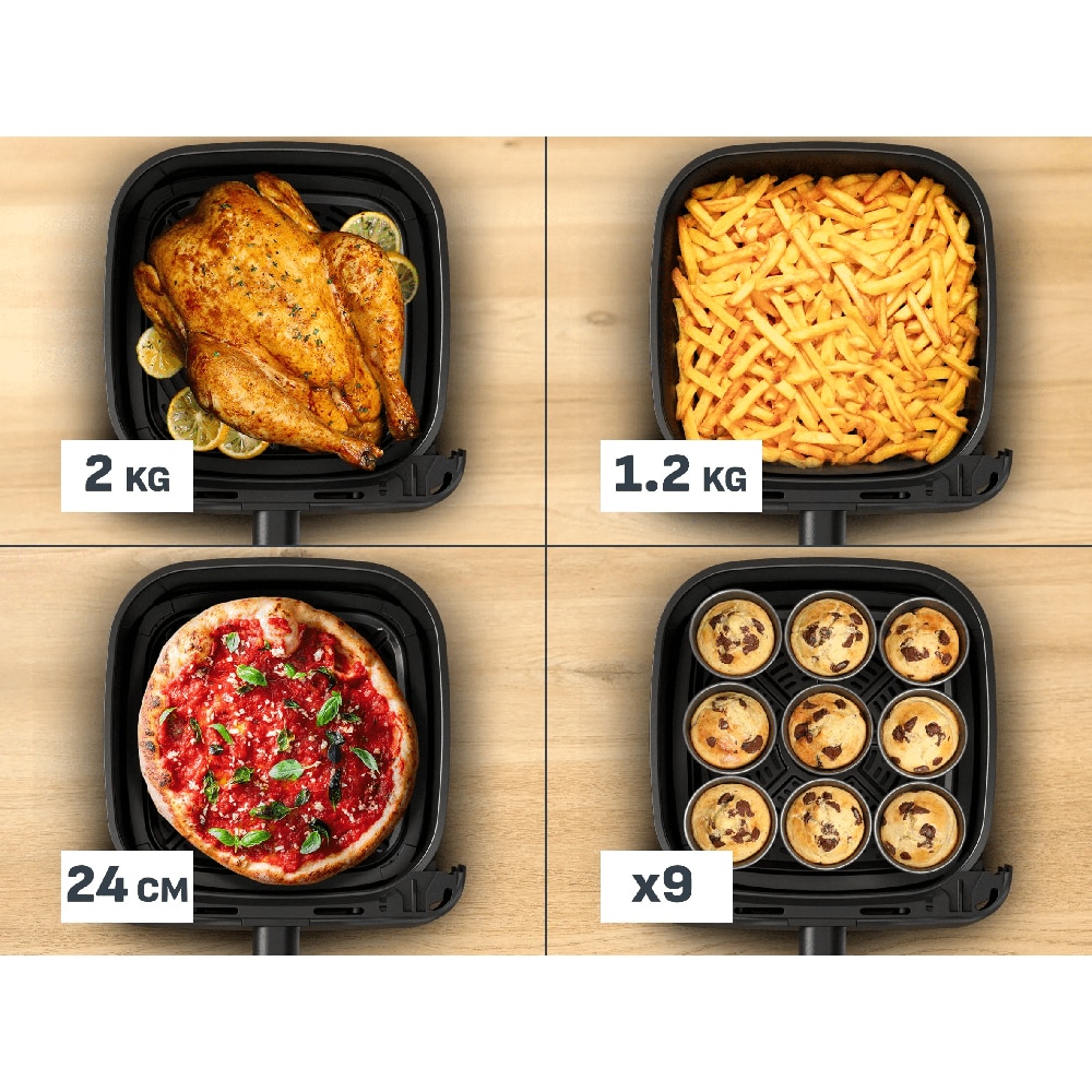 Friteuza cu aer cald TEFAL Easy Fry Mega Compact EY866HE1, 1.5kg, 7.5l, 2020W, negru