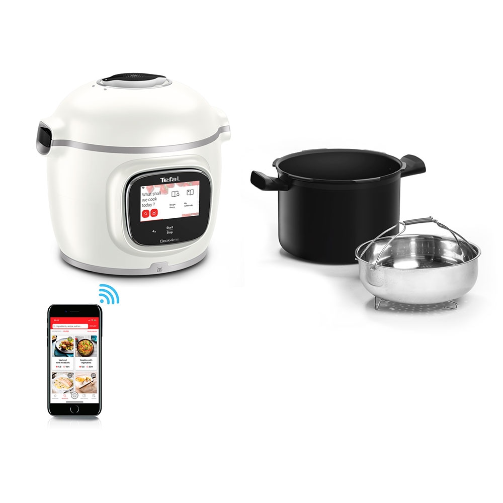 Multicooker TEFAL Cook4me Touch Pro CY9441F2, 6l, 1600W, 15 programe, alb