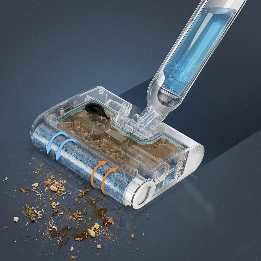 Aspirator vertical cu spalare ROWENTA X-Wash GZ1032E0, 0.52l, autonomie max 40 min, articulatie la 180, alb 