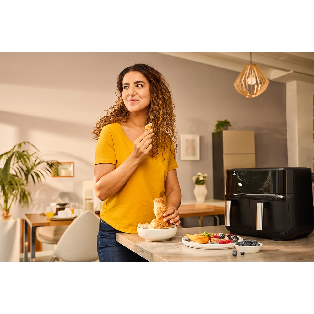 Friteuza cu aer cald dubla BRAUN TwinCook 3 TD3030IBK, 8l, 1.8kg, 2850W, negru-argintiu