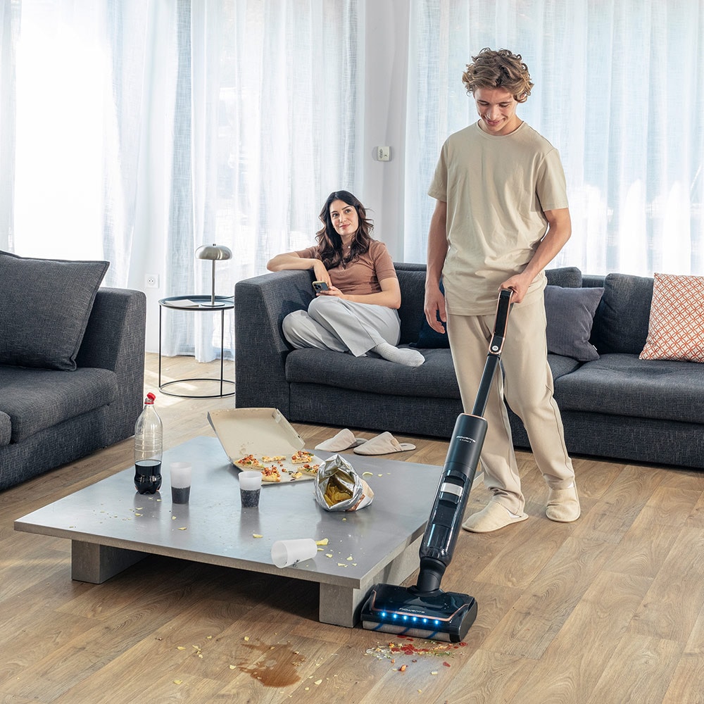 Aspirator vertical cu spalare ROWENTA X-Clean 7 GZ5736E0, 0.5l, 29.6V, autonomie max 50 min, negru