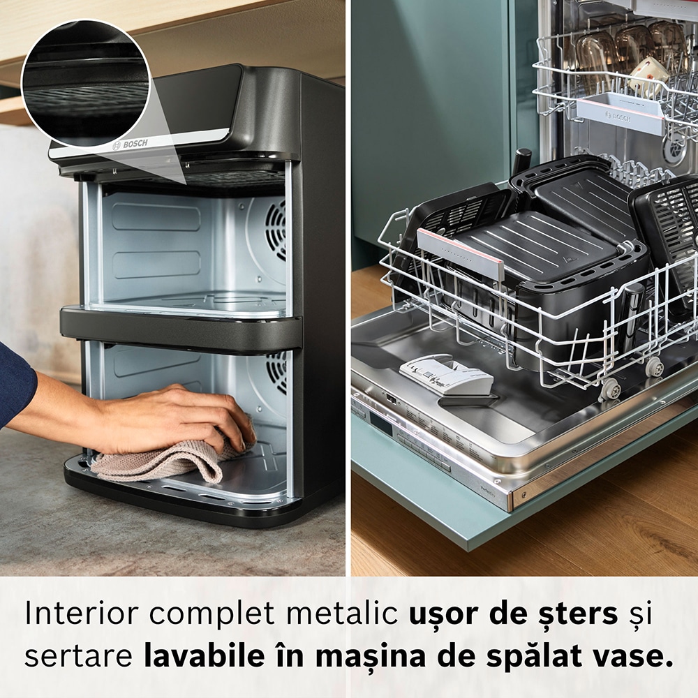 Friteuza cu aer cald dubla BOSCH Seria 6 MAFD661B4, 12l, 2800W, negru