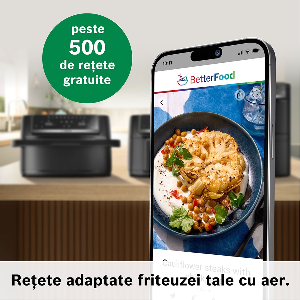 Friteuza cu aer cald dubla BOSCH Seria 6 MAFD661B4, 12l, 2800W, negru