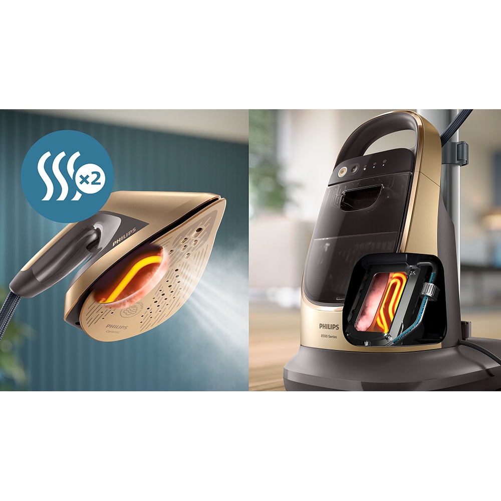 Aparat de calcat vertical PHILIPS All in One AIS8540/60, 2200W, 400g/min, 1.2l, negru