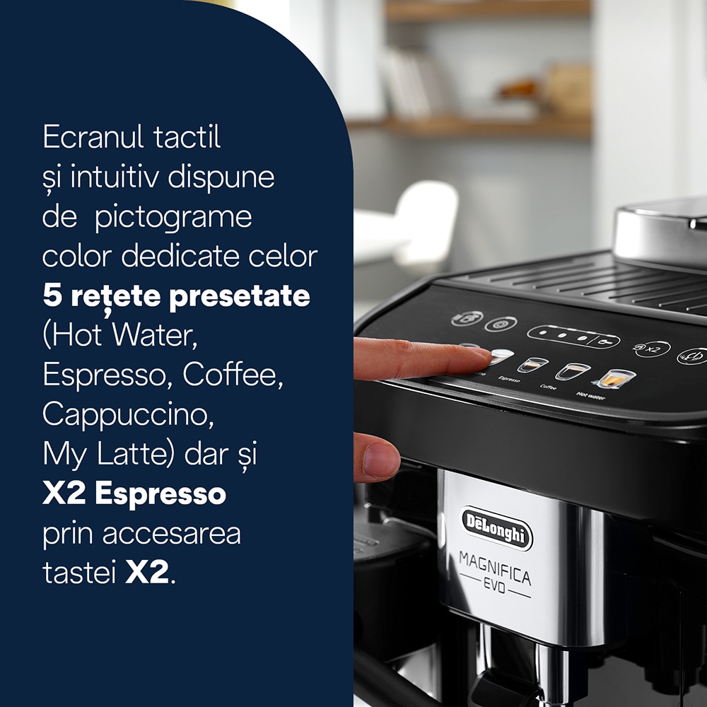 Espressor automat DELONGHI Magnifica Evo ECAM290.61.B, 1.8l, 1450W, 15 bar, negru
