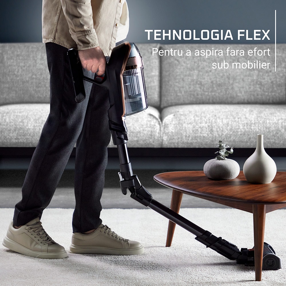 Aspirator vertical ROWENTA X-Force Flex 15.60 Aqua RH99G3WO, 0.9l, 32.4V, autonomie max 80 min, negru