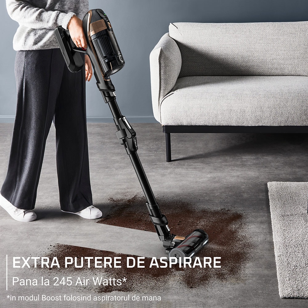 Aspirator vertical ROWENTA X-Force Flex 15.60 Aqua RH99G3WO, 0.9l, 32.4V, autonomie max 80 min, negru