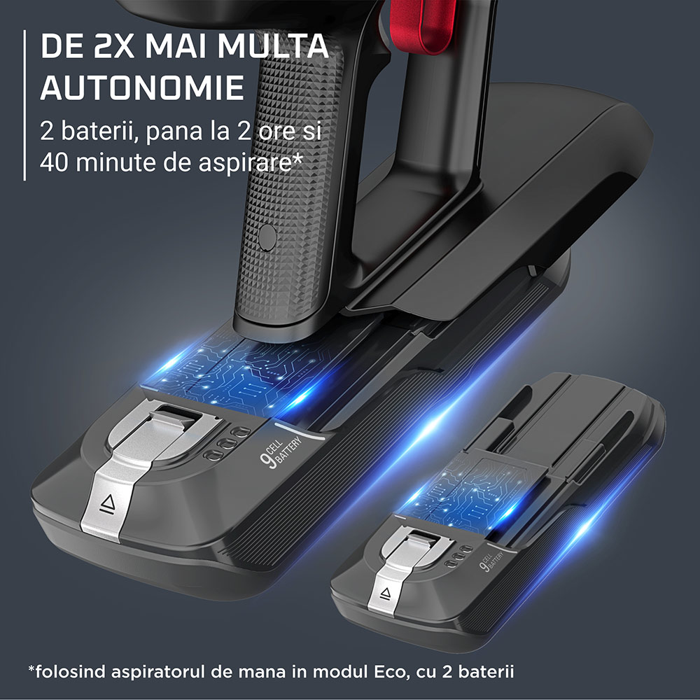 Aspirator vertical ROWENTA X-Force Flex 15.60 Aqua RH99G3WO, 0.9l, 32.4V, autonomie max 80 min, negru