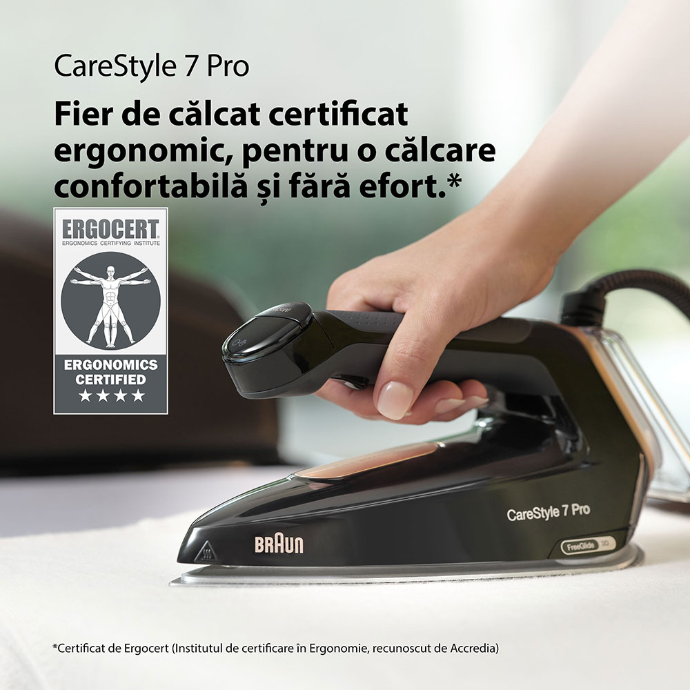 Statie de calcat BRAUN CareStyle 7 Pro IS7286, 2700W, 650g/min, 2l, talpa EloxalPlus, negru-auriu