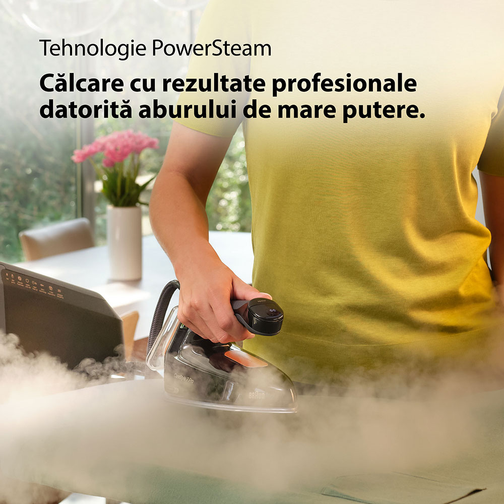 Statie de calcat BRAUN CareStyle 7 Pro IS7286, 2700W, 650g/min, 2l, talpa EloxalPlus, negru-auriu