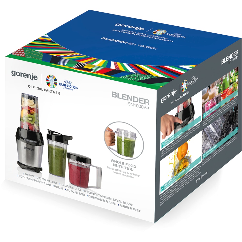 Blender GORENJE BN1000BK, 0.75l, 1000W, 2 trepte viteza, argintiu-negru