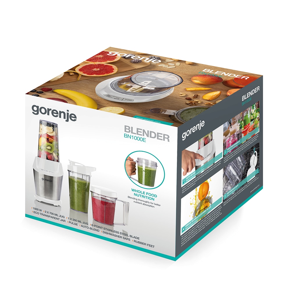 Blender GORENJE BN1000E, 0.7l, 1000W, viteza variabila, alb-argintiu
