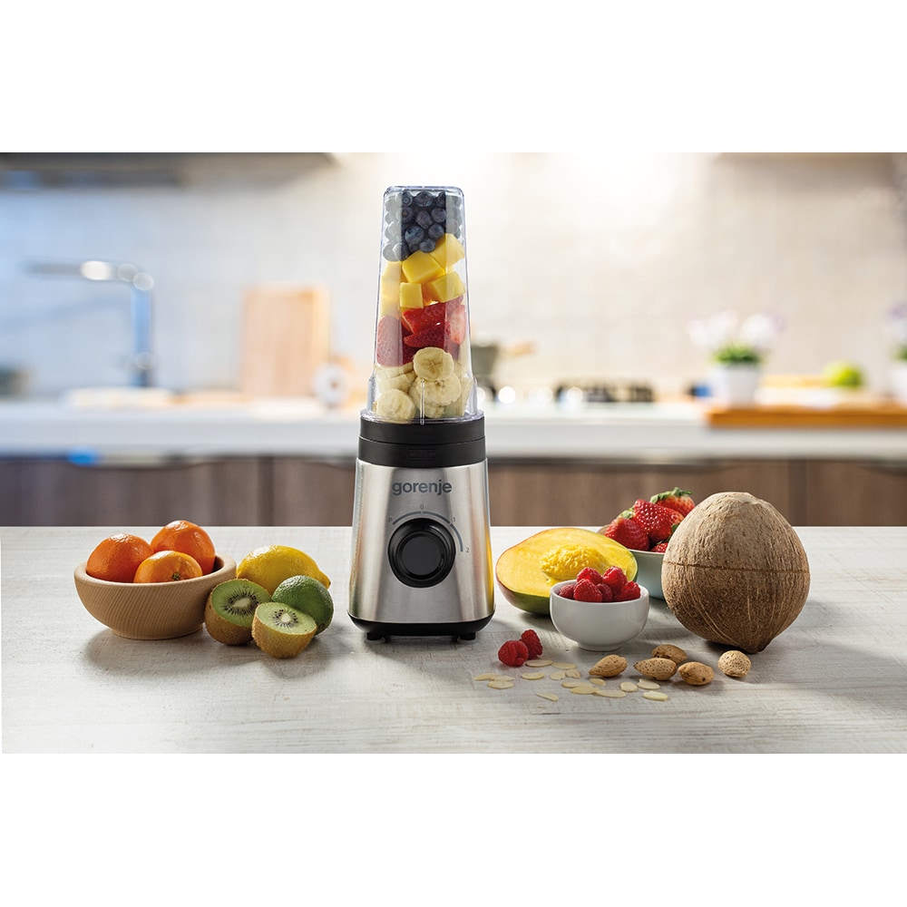 Mini blender GORENJE BSM600E, 0.6l, 320W, 2 trepte viteza, argintiu-negru