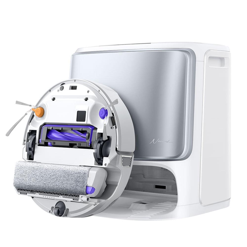 Aspirator robot NARWAL Flow CP-ZD-A00159-00-00, 0.3l, autonomie max 190 min, Wi-Fi, functie mop, alb-argintiu