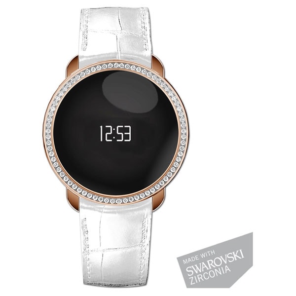 Smartwatch MYKRONOZ ZeCircle Swarovsky, Pink Gold, curea alba