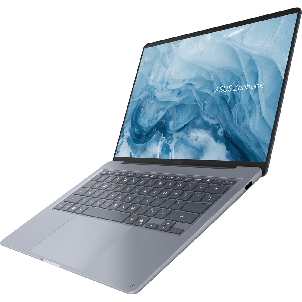 Laptop ASUS Zenbook 14 OLED UX3480AA-U2198W, Intel Core Ultra 7 355 pana la 4.7GHz, 14" Full HD Touch, 16GB, SSD 512GB, Intel Graphics, Windows 11 Home, Arctic Blue