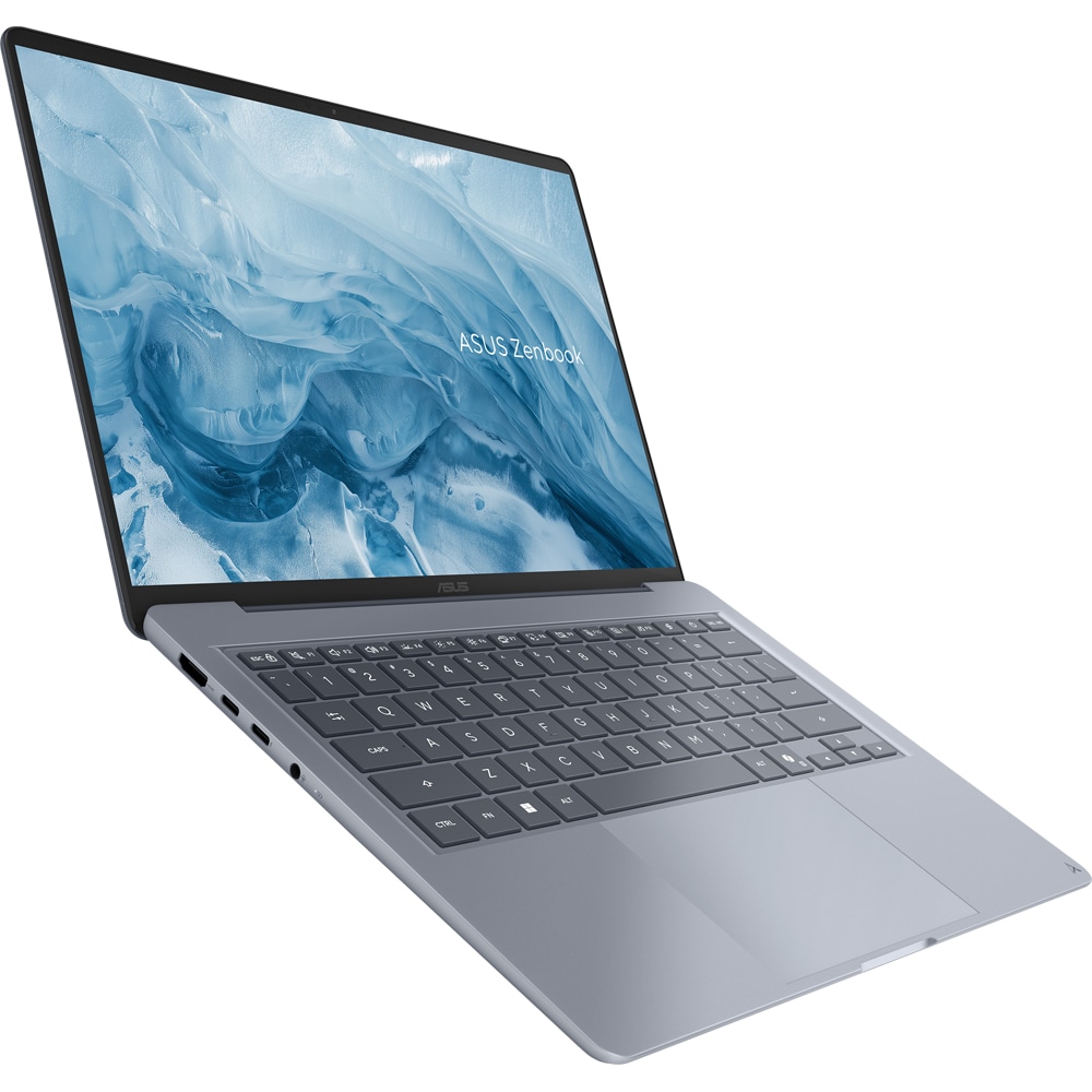 Laptop ASUS Zenbook 14 OLED UX3480AA-U2198W, Intel Core Ultra 7 355 pana la 4.7GHz, 14" Full HD Touch, 16GB, SSD 512GB, Intel Graphics, Windows 11 Home, Arctic Blue