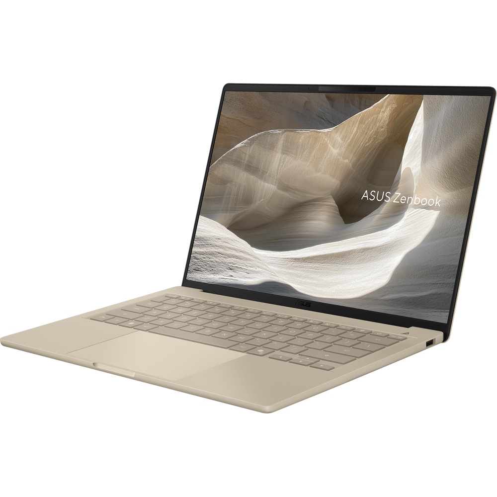 Laptop ASUS Zenbook A14 OLED UX3407NA-QD100W, Snapdragon X2 Elite X2E-88-100 pana la 4.7GHz, 14" WUXGA, 32GB, SSD 1TB, Qualcomm Adreno, Windows 11 Home, Zabriskie Beige