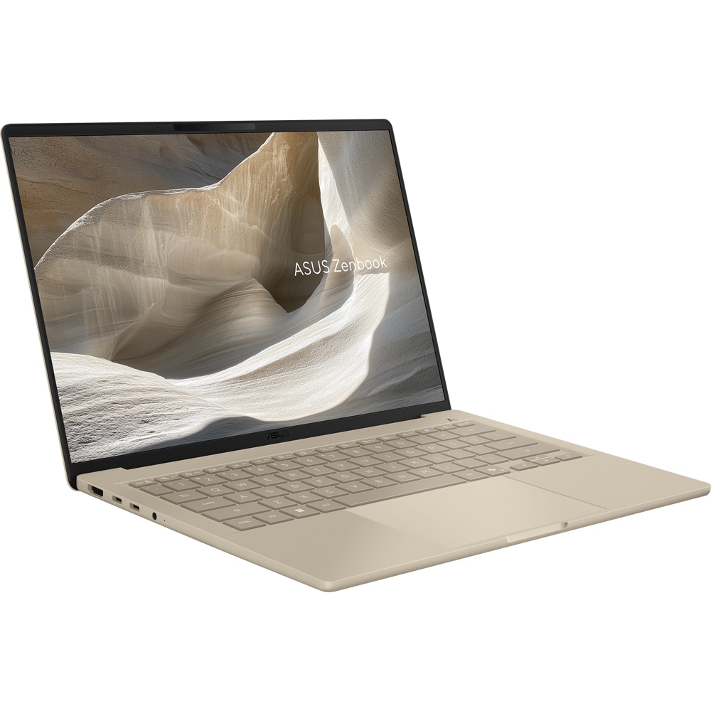Laptop ASUS Zenbook A14 OLED UX3407NA-QD100W, Snapdragon X2 Elite X2E-88-100 pana la 4.7GHz, 14" WUXGA, 32GB, SSD 1TB, Qualcomm Adreno, Windows 11 Home, Zabriskie Beige