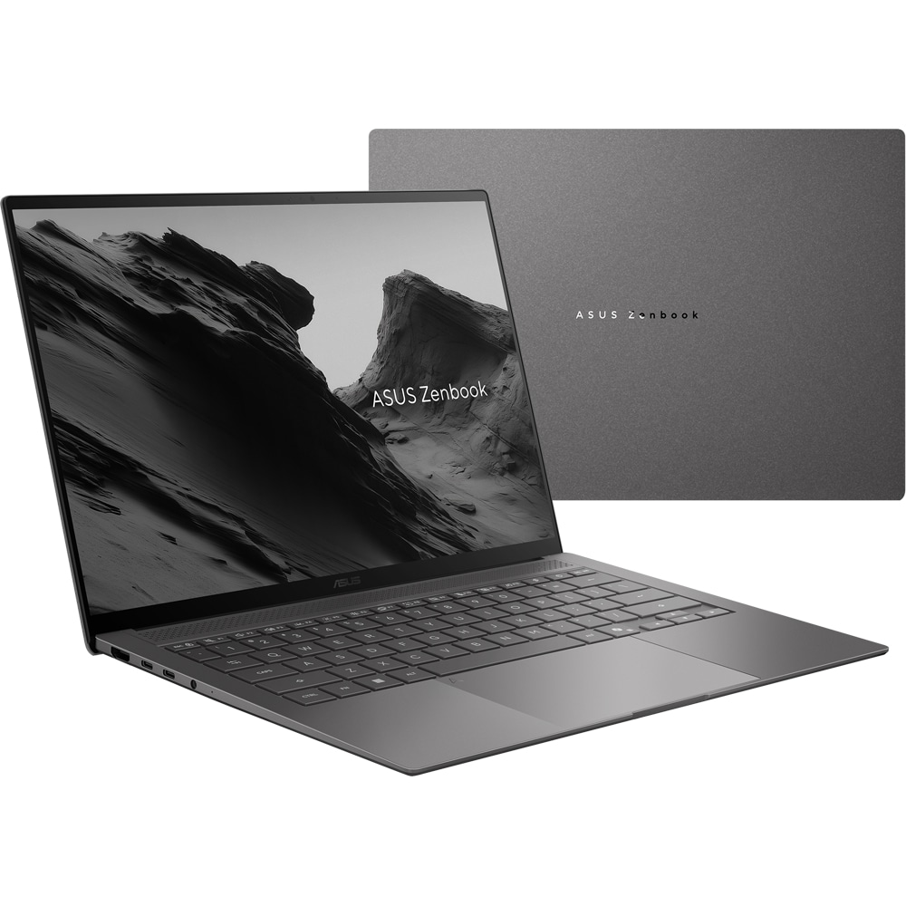 Laptop ASUS Zenbook S 14 OLED UX5406AA-SW302X, Intel Core Ultra 9 386H pana la 4.9GHz, 14" 3K, 32GB, SSD 1TB, Intel Graphics, Windows 11 Pro, Antrim Gray