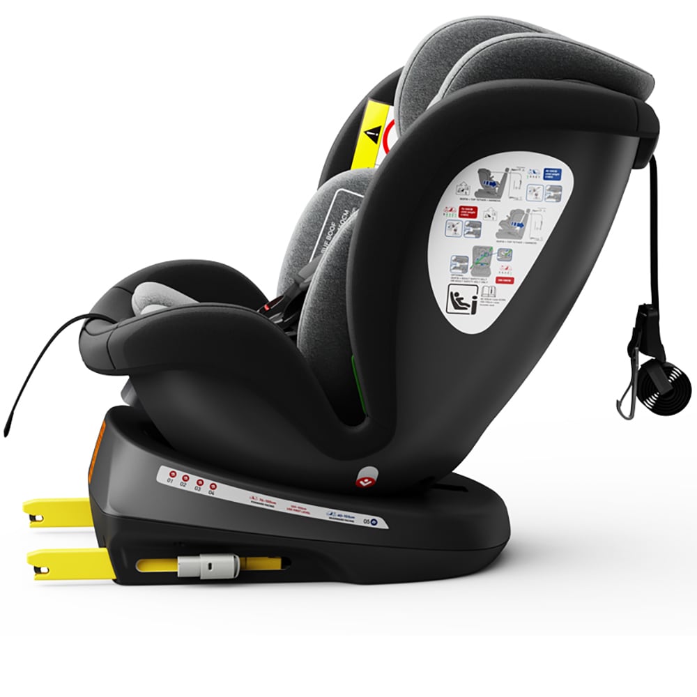 Scaun auto BUF BOOF TWT Plua rotativ 360 grade ISIZETWTBL, Isofix, 0-36 kg, R129, gri-negru
