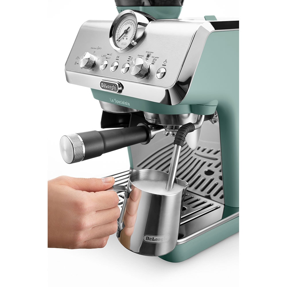 Espressor semi-automat DELONGHI La Specialista Arte EC9155.GR, 1.5l, 1300W, 15 bar, functia Active Temperature Control, verde-argintiu