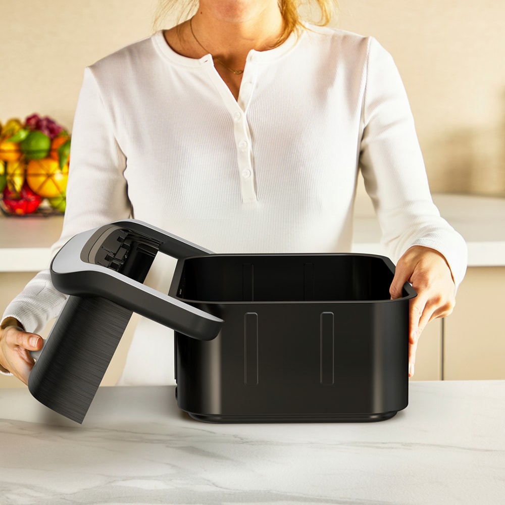 Friteuza cu aer cald dubla TEFAL Ever Fry Dual Flex EY9278E0, 9l, 2.5kg, 2700W, negru-argintiu