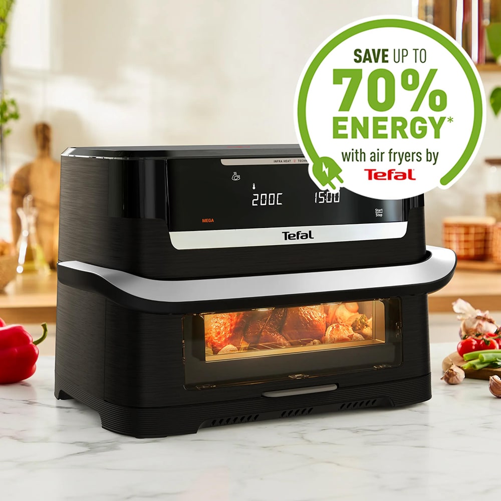 Friteuza cu aer cald dubla TEFAL Ever Fry Dual Flex EY9278E0, 9l, 2.5kg, 2700W, negru-argintiu