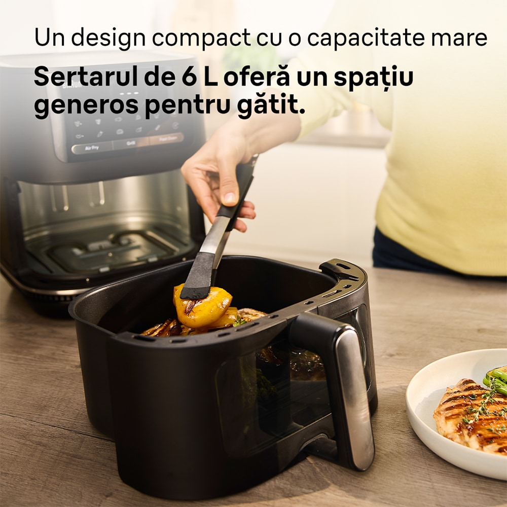 Friteuza cu aer cald BRAUN MultiFry 5 3in1 HF5073, 6l, 1.6 kg, 2000W, negru-argintiu