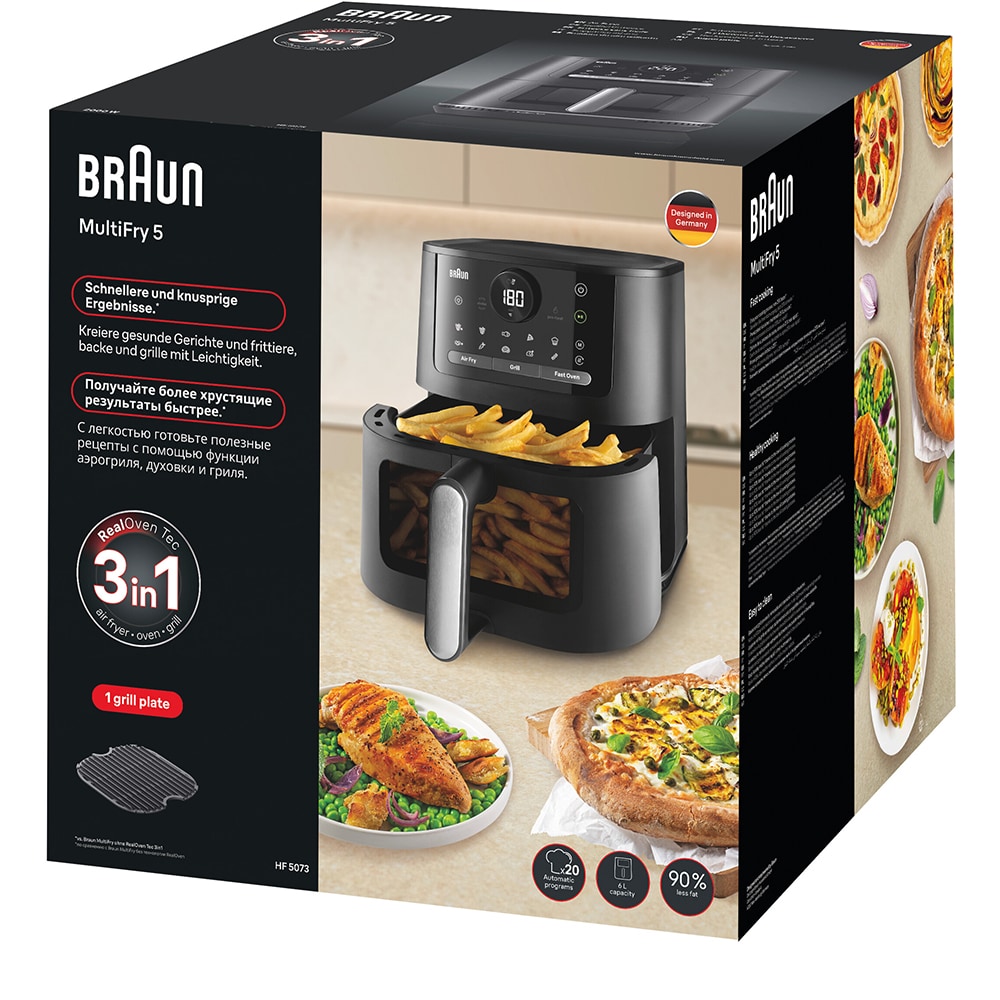 Friteuza cu aer cald BRAUN MultiFry 5 3in1 HF5073, 6l, 1.6 kg, 2000W, negru-argintiu