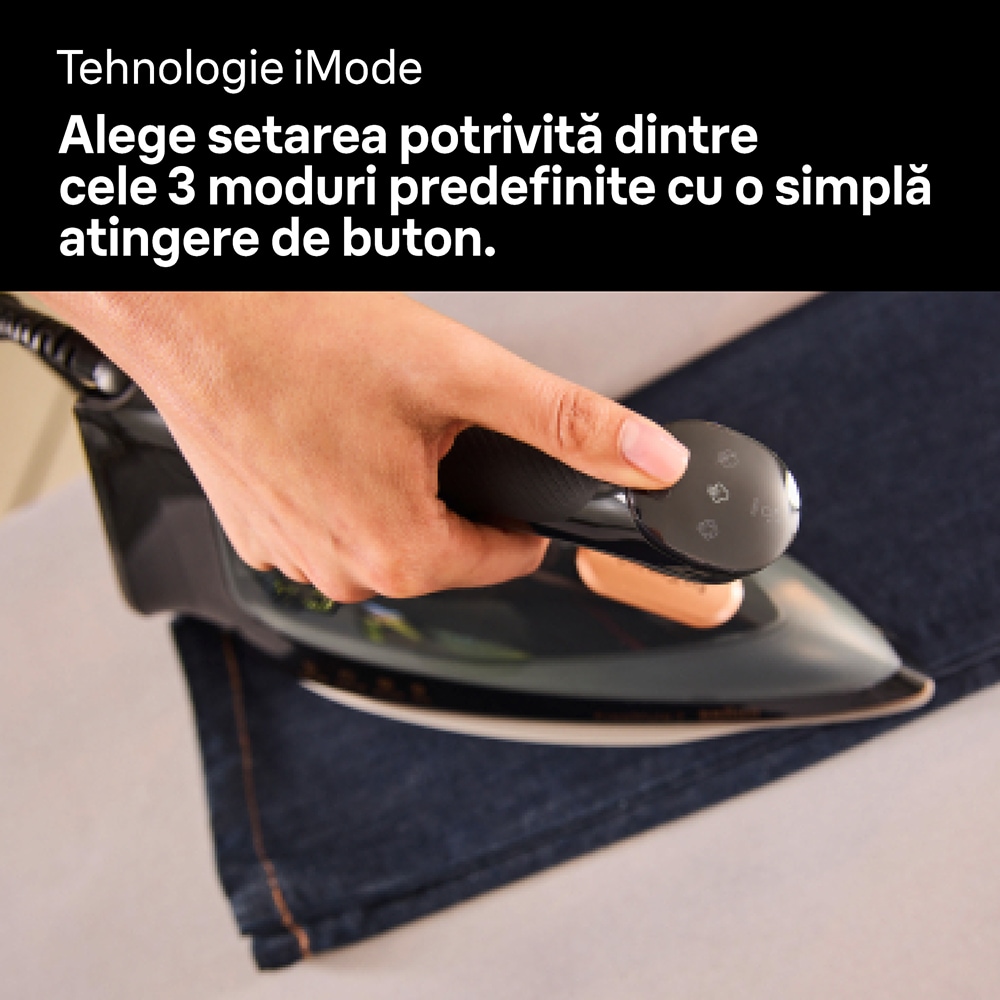 Fier de calcat BRAUN FreeStyle 7 FI7276BK, 2000W, 250g/min, 350ml, talpa EloxalPlus, negru